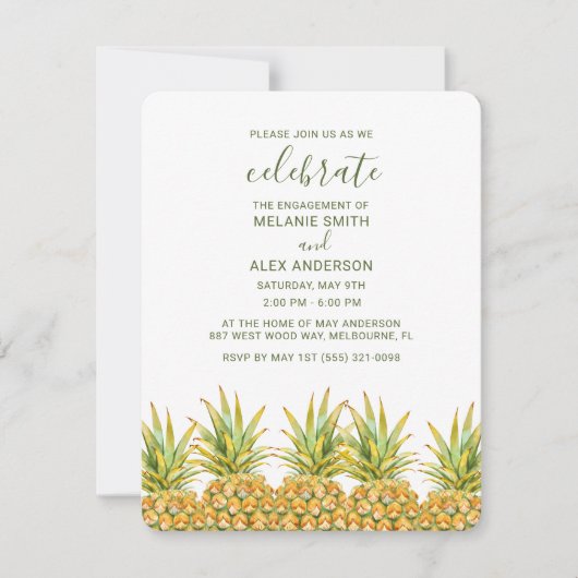 Summer Pineapple Outdoor BBQ Engagement Party Kaart (Voorkant)