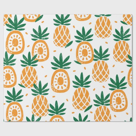 Summer Pineapple Pattern Cadeaupapier (Vlak)