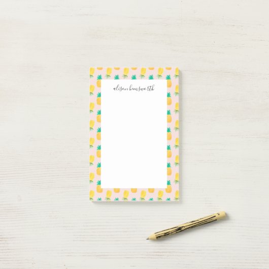 Summer Pineapple Personalized Post-it® Notes (Op bureau)