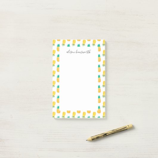 Summer Pineapple Personalized Post-it® Notes (Op bureau)