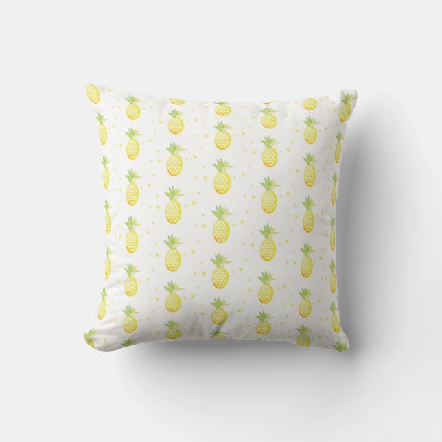 Summer Pineapple Sweet Tropical Waterverf Pattern Kussen (Voorkant)