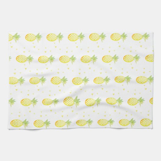 Summer Pineapple Sweet Tropical Waterverf Pattern Theedoek (Horizontaal)