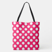 Summer Pink and White Polka Dot gepersonaliseerd Tote Bag (Achterkant)