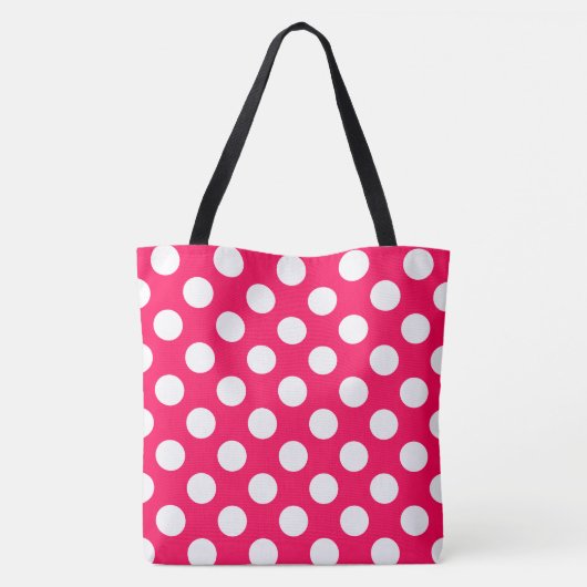 Summer Pink and White Polka Dot gepersonaliseerd Tote Bag (Achterkant)
