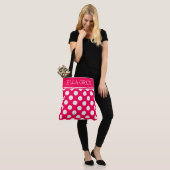 Summer Pink and White Polka Dot gepersonaliseerd Tote Bag (Op model)