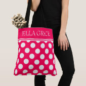 Summer Pink and White Polka Dot gepersonaliseerd Tote Bag (Dichtbij)