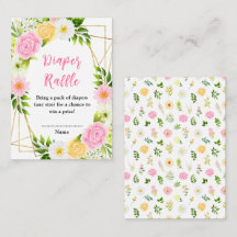 Summer Pink and Yellow Floral Baby Diaper Raffle