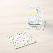 Summer Pink and Yellow Floral Baby Shower Kartonnen Onderzetters (Insitu)