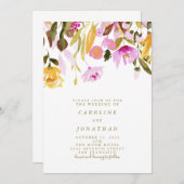 Summer Pink and Yellow Floral Waterverf Kaart (Voorkant / Achterkant)