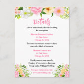 Summer Pink and Yellow Floral Wedding Details Informatiekaartje (Voorkant)