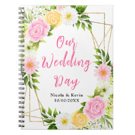 Summer Pink and Yellow Floral Wedding Planner Notitieboek