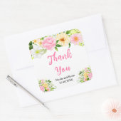 Summer Pink and Yellow Floral Wedding Thank You Vierkante Sticker (Envelop)