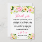 Summer Pink and Yellow Flowers and Foliage Bedankkaart (Voorkant)