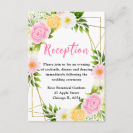 Summer Pink and Yellow Flowers and Foliage Informatiekaartje