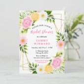 Summer Pink and Yellow Flowers and Foliage Kaart (Staand voorkant)