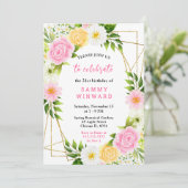 Summer Pink and Yellow Flowers and Foliage Kaart (Staand voorkant)