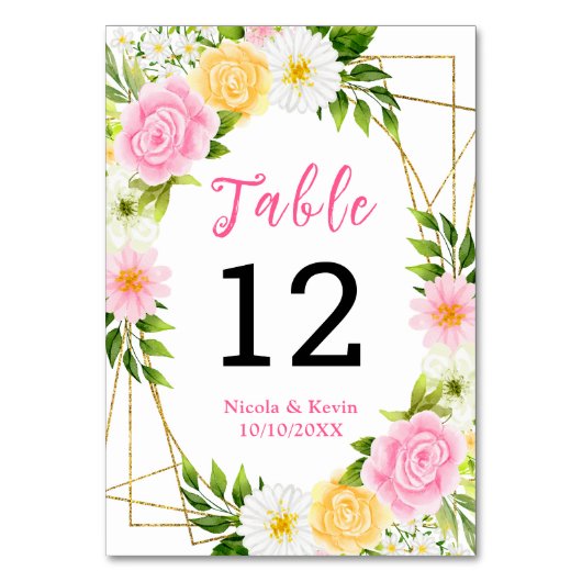 Summer Pink and Yellow Flowers and Foliage Kaart (Voorkant)