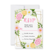 Summer Pink and Yellow Flowers and Foliage