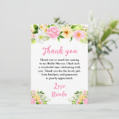 Summer Pink and Yellow Flowers Bridal Shower Bedankkaart (Staand voorkant)