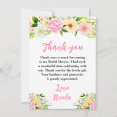 Summer Pink and Yellow Flowers Bridal Shower Bedankkaart (Voorkant)