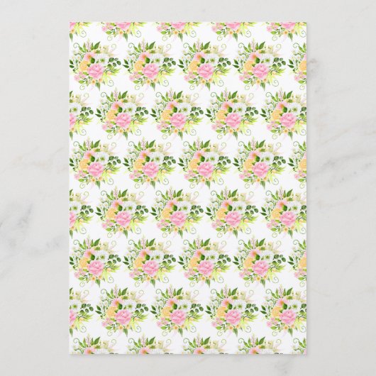 Summer Pink and Yellow Flowers Wedding Menu (Achterkant)