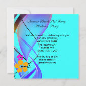 Summer Pink Blauwgroen Beach Cocktail Party Kaart (Achterkant)