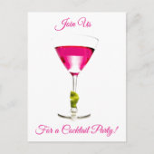 Summer Pink Cocktail Party Uitnodiging Briefkaart (Voorkant)