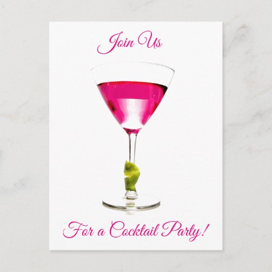 Summer Pink Cocktail Party Uitnodiging Briefkaart (Voorkant)