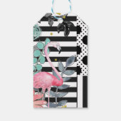 Summer Pink Flamingo Polka Dot Fun Funky Party Cadeaulabel (Achterkant)