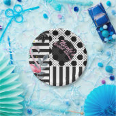 Summer Pink Flamingo Polka Dot Fun Funky Party Papieren Bordje (Feest)