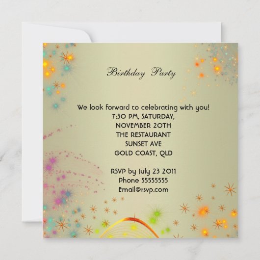 Summer Pink Gold Birthday Colorful Cocktail Kaart (Achterkant)