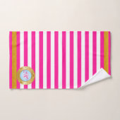 Summer Pink Gold Stripes Monogrammed Beach Bad Handdoek (Handdoek)