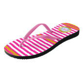 Summer Pink Gold Stripes Monogrammed Beach Teenslippers (Schuin)