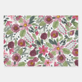 Summer Pink Green Waterverf Blooming Flowers Inpakpapier Vel (Voorkant 2)