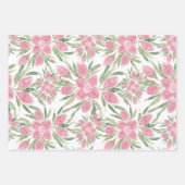 Summer Pink Green Waterverf Blooming Flowers Inpakpapier Vel (Voorkant)