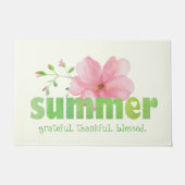 Summer Pink Green Waterverf Floral Deurmat (Voorkant)
