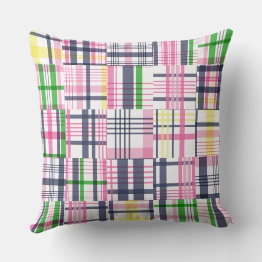 Summer Pink Madras Plaid Kussen (Achterkant)