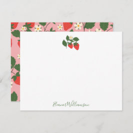 Summer  Pink Strawberry Boho Personalized Notitiekaartje