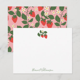 Summer  Pink Strawberry Boho Personalized Notitiekaartje