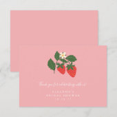 Summer  Pink Strawberry Boho Vrijgezellenfeest Bedankkaart (Voorkant / Achterkant)