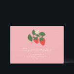 Summer  Pink Strawberry Boho Vrijgezellenfeest Bedankkaart<br><div class="desc">Summer  Roze aardbei Boho Natuur Vrijgezellenfeest Aangepast Hartelijk dank</div>