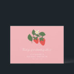 Summer  Pink Strawberry Boho Vrijgezellenfeest Bedankkaart<br><div class="desc">Summer  Roze aardbei Boho Natuur Vrijgezellenfeest Aangepast Hartelijk dank</div>
