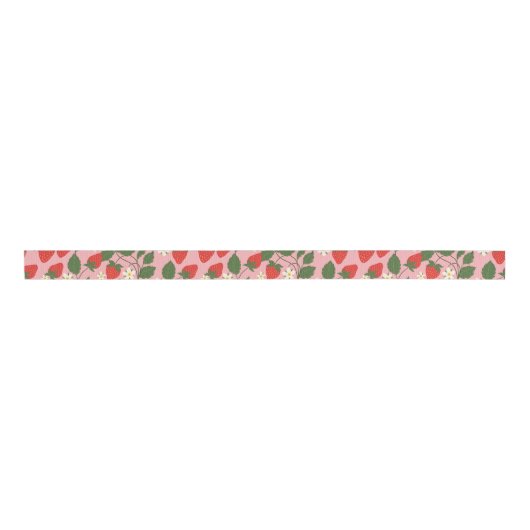 Summer  Pink Strawberry Boho Vrijgezellenfeest Grosgrain Lint (Voorkant)