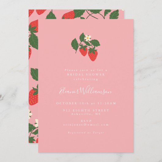 Summer  Pink Strawberry Boho Vrijgezellenfeest Kaart (Voorkant / Achterkant)