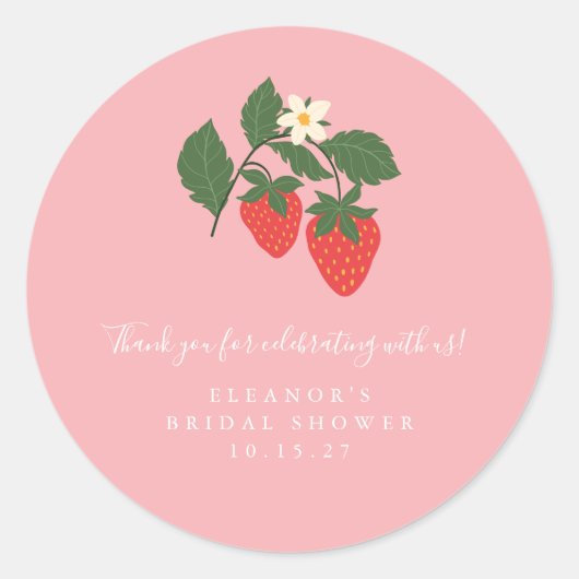 Summer Pink Strawberry Boho Vrijgezellenfeest Ronde Sticker (Voorkant)