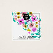 Summer Pink Yellow Floral Logo Earring Display Vierkante Visitekaartjes (Voorkant)