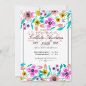 Summer Pink Yellow Floral Waterverf Afstuderen Kaart (Voorkant)