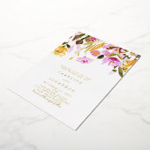 Summer Pink Yellow Floral Wedding Gold Folie Uitnodiging (Gedraaid)