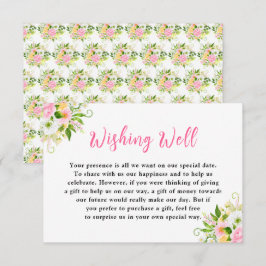 Summer Pink Yellow Floral Wedding Wishing Well Informatiekaartje