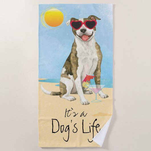 Summer Pit Bull Terrier Beach Towel Strandlaken (Voorkant)